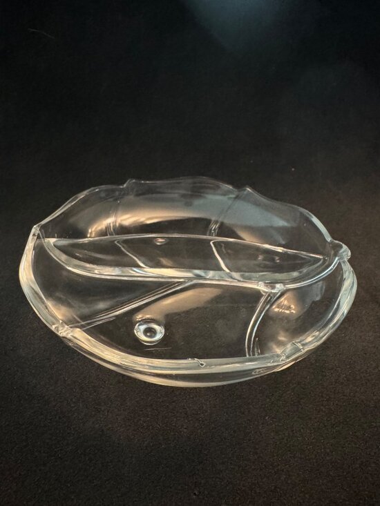 Unbranded Other - Vintage 2 Section Clear Glass Divided Footed Relish Dish/mTray